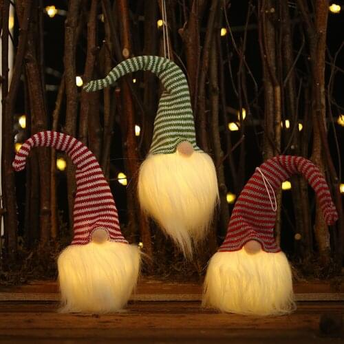 Christmas Lights Decorative Stripes Faceless Doll Cute Plush Doll Holiday Cartoon Party Decoration Home New Year Party Pendant
