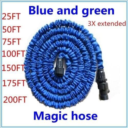 25-200FT Garden Hose With Expandable Water Hose Blue Green Garden Water Hose Connector EU/US [There Is No Spray]