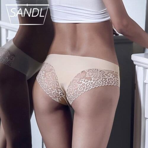 SANDL Sexy Underwear Womens Panties Lace Sensual Erotic Lingerie Mid-Waist Bikini Briefs Female Tanga Underpants Clothing