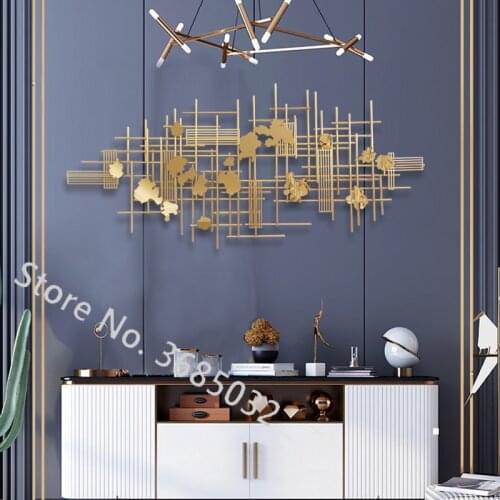 Modern American type Golden luxury Wall Hanging Ornaments Originality Metallic iron Art 3D Wall Decoration Large size 150/120cm