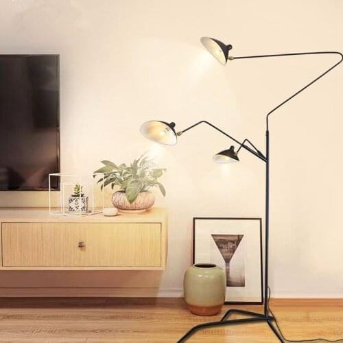 Modern blak Iron Tripod Floor lamp Adjustable Spider Arm Standing light for Living room Loft Bedroom Foyer Cafe indoor lighting