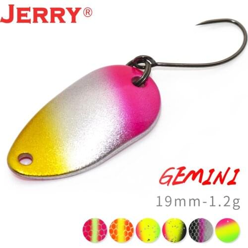 Jerry Gemini 1pc Spinning Fishing Micro Spoons Area Trout Wobble UV Colours Metal Lures Glitters Bait Wholesale