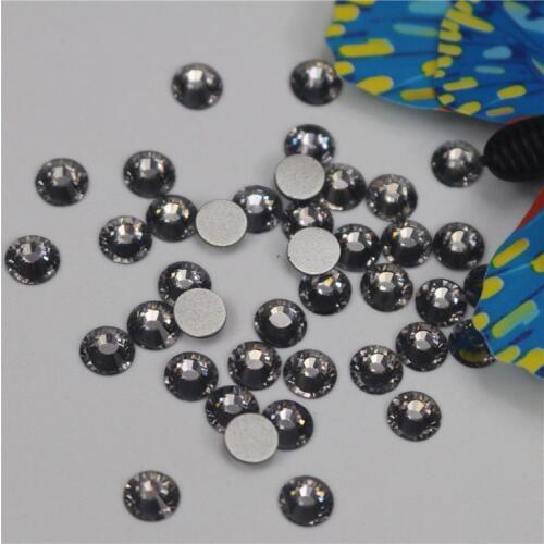 1440pcs Black Diamond FlatBack Non HotFix Strass Nail art Rhinestone 3D Glass Round Crystal Stones For DIY Nails Decorations