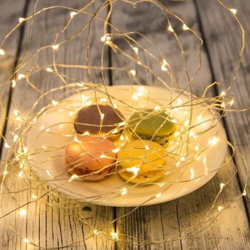 LED Strip 1-3M Led Fairy Light String Outdoor Garland Christmas Wedding Party Decoration Battery Operated Silver Copper