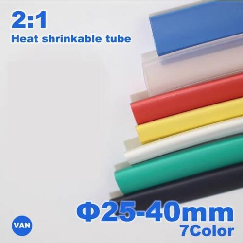 Heat Shrink tube 1 Meter 2:1 color 25-40mm Diameter Heatshrink Tubing Wire Connector Wrap Wire Repair Tube Cable Sleeve