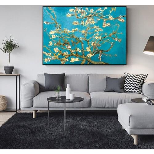 Vintage Van Gogh Prints Starry Sky Over The Rhone Oil Painting Apricot Blossom Posters Canvas Wall Painting Living Room Cuadros