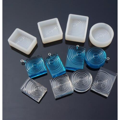 Water Wave Silicone Mold DIY Resin Round Pendants Jewelry Tool Epoxy Resin Jewelry Square Charms Making Handmade Cabochon Molds