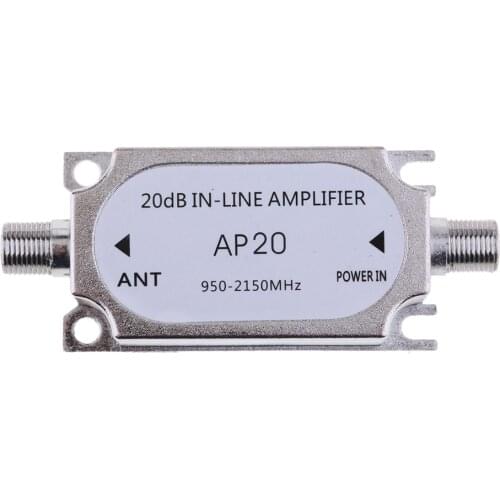70x30mm Satellite 20Db Gain Inline Amplifier 950-2150MHZ Signal Booster AP20 Silver Satellite Gain Inline Amplifier