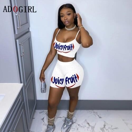 Adogirl Two Piece Set Women Crop Top + Snack Shorts Sets 2 Piece Female Tracksuit Summer Matching Sets Plus Size Streetwear