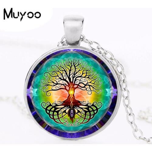 Life tree necklace Evil Eye glass Cabochon necklace pendant necklace gift Choker necklace bronze and Round jewelry women