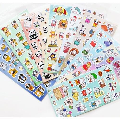 1 Sheet Panda Puppy Otter Rabbit DIY Handbook Phone Decoration Sticker for Desktop Penholder Album