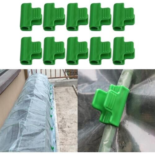10x Green Pipe Clamps for 11mm/0.43inch Stakes for Greenhouse Film Sunshade Net
