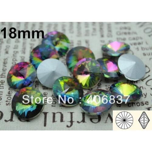 100pcs/Lot, 18mm Rainbow Rivoli Crystal Stones, Free Shipping! Chinese Top Quality Crystal Rivoli