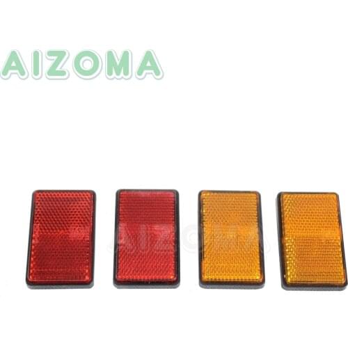Motorcycle Bolt-on Rectangle Plastic Reflectors 64.5*39mm Reflector 1Pair Universal For ATV Dirt Bikes Trunk Side Rear Front Red