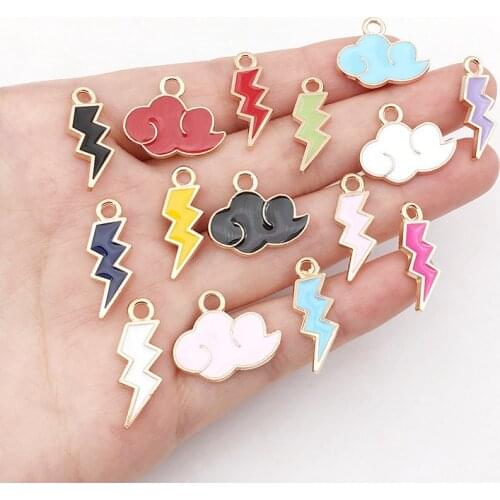 30pcs Mixed Charms Enamel Clouds Lightning Pendants Accessories For Jewelry Making DIY Bracelet Earrings Necklace Findings