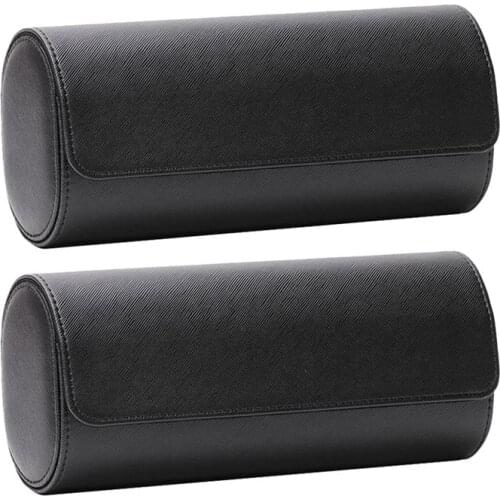 2pcs PU Leather Watch Roll Case Portable Watch Case 3 Slots Watch Holder Pouch