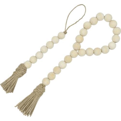 2 Styles Tassle Farmhouse Beads Natural Wood Bead Garland Kids Baby Nursery Room Decor