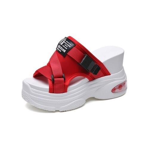 2020 Dropshipping Flip-Flops Beach Ladies Middle Wedge High Heels Woman Platform Slippers Sandals Shoes