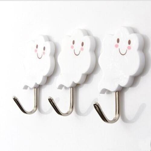 3 pcs pack White Cloud Self Adhesive Sticky Hooks Kitchen Bathroom Towel Hanger Wall Hanging