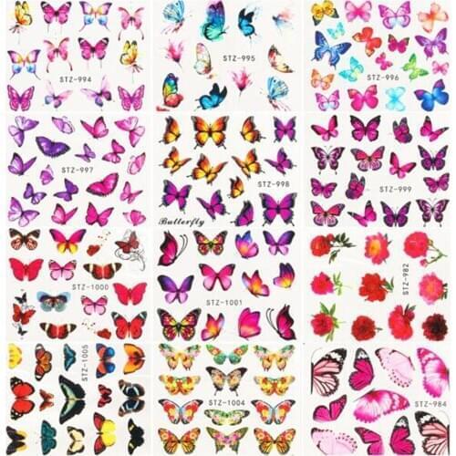 30 Pcs Nail Art Stickers Water Decals Butterfly Manicure Nail Foils Supplies