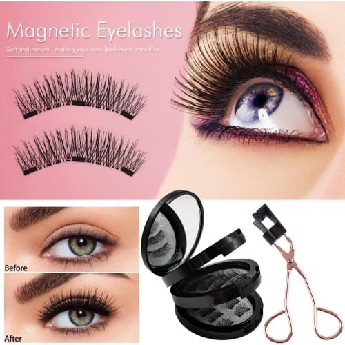 6Pairs Magnetic Eyelashes Mini Eyelash Set With Eyelash Curler Quickdrying Eyelashes Extension Reusable Artificial Makeup Tool