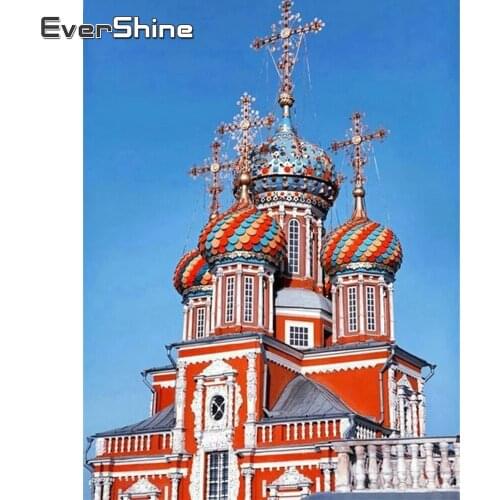 EverShine Diamond Mosaic Building Cross Stitch Diamond Embroidery City Landscape Cross Stitch Bead Embroidery Gift Home Decor