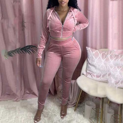 Autumn Sexy Club Outfits Women Winter Velour Tracksuit Women Velvet Tracksuit 2 Piece Set Ladies Velvet Set Two Piece Set Women