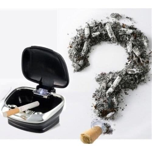 Car Auto Cigarette Lighter Ashtray Smokeless USB Charge Blue LED Light Indicator