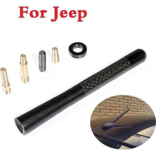 Car Accessory 12cm Screw Aluminum Black Carbon Fiber Set Radio Antenna Aerials For Jeep Liberty Renegade Wrangler Commander