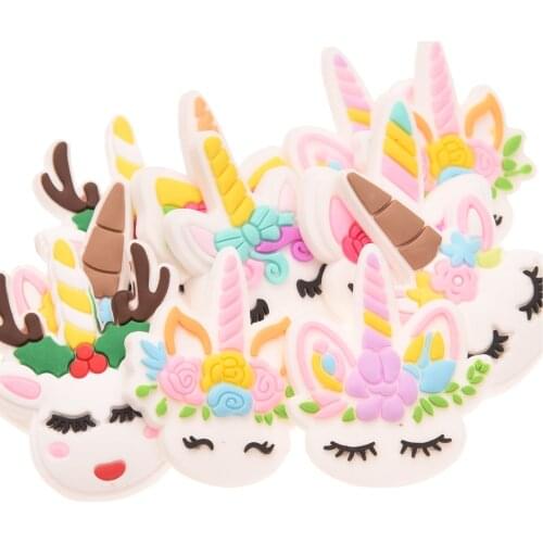 35PCS Unicorn Horse Cabochons Soft Material Unicorn Hair Accessories Gril Hair Bow Center Crafts Making Headwrap DIY