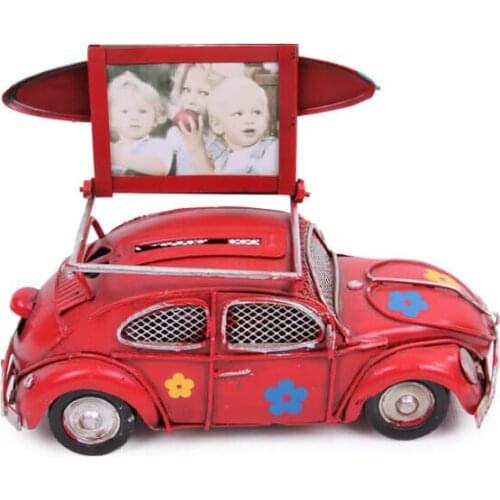 Decorative Metal Car Frame and Piggy Bank -Trinket, Miniature, Gift, Nostalgic, Vintage, Handmade, hand Painted, Quality Durable