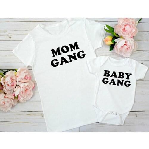 1pcs Mom Gang & Baby Gang Mom and Me T Shirts Mother & Child Shirts Clothes Top Family Matching Mommy and Me Shirts Outfit