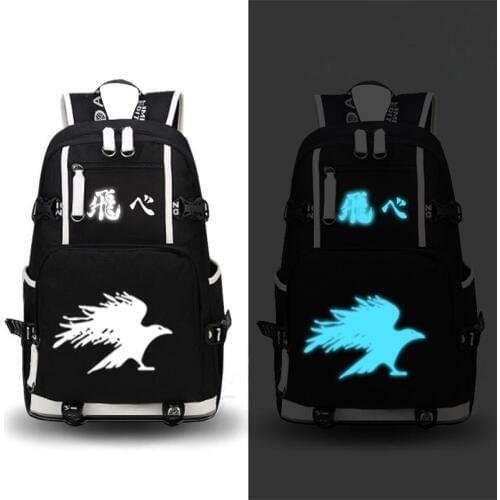High Quality Anime Haikyuu Hinata Syouyou Luminous Printing Military Backpack School Backpacks for Teenage Girls Canvas Bags