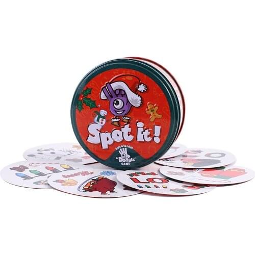 20 Styles Dobble Spot It Toy Iron Box Sport Fun Family Animals Jr Hip Kids Board Game Gift Holidays Camping 123 Tin Box