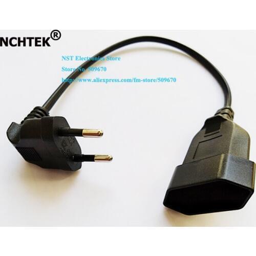 NCHTEK 90 Degree Angled European Round 2Pin Male to Female Plug EU Power Cable For UPS PDU/Free shipping/6PCS