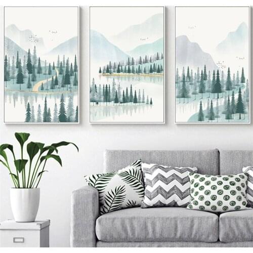 Nordic Canvas Painting Natural Tree Landscape Art Picture Wall Art Decor Poster Living Room Bedroom Home Decor Canvas Painting