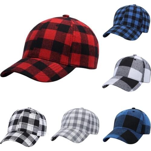 Fashion Men Women Plaid Baseball Cap Visor Hat Adjustable Outdoor Tactical Peaked Sports Camping Hiking Sunhat