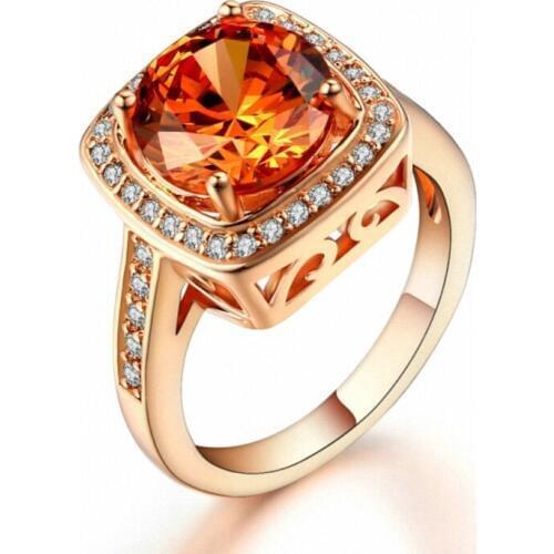 TRACYSWING Classic Round Cut Cubic Zirconia Rings Rose Gold Color Fashion retro Ring Engagement Jewelry For Women TWR057