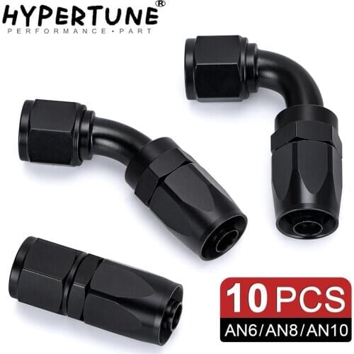 10 Pieces Black AN6 8 10 Straight 45 90 Degree Oil Fuel Swivel Hose End Fitting Oil Hose End Adaptor Kit