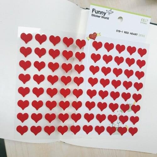 Korea Funny Scrapbooking Non-woven Fabrics Sticker Red Heart Stationery DIY Craft Decoration Home Supplies Suatelier Stickers
