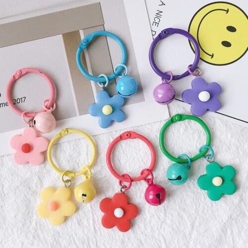 Creative Flower Bell Fashion Keychain Accessories Girl Heart CandyColor Charm Keychain Auto Accessories Airpods Pendant Keychain
