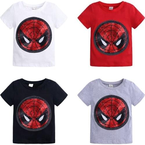 Summer Clothing Fashion T Shirt Kids Girls Boys T-Shirts Children Magic Sequin Reversible Cotton Casual fashion Tops Tee Cool