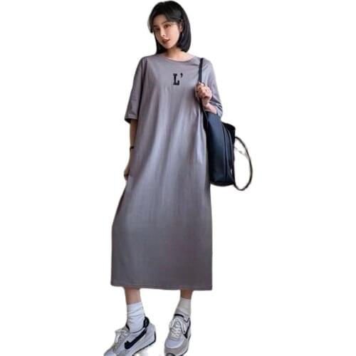 Fashionable Cotton Pajamas Summer Dress Short Sleeve Long Vestidos De mujer Casual Loose Korean Style 2021 Home Service Dress