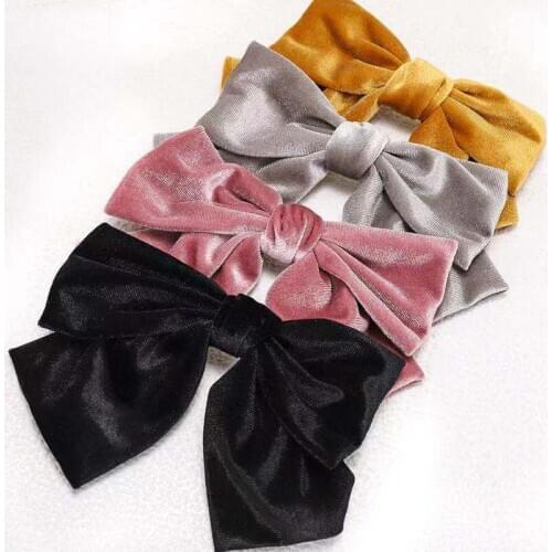 Fashion Vintage Bohemian Velvet Big Bow Barrette Double layer Bow Hair pin Hair Accessories Head wear
