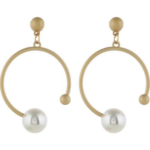 Fashion Simple All-match Semicircular Cutout Ornament Eardrop Street Style Womens Faux Pearl Pendant Earrings Exquisite Jewelry