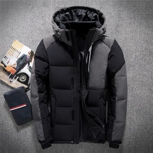2020 Winter New Men Warm White Duck Down Jacket Clothes Trend Stitching Cold Resistant Hooded White Coat Male Brand Clothing