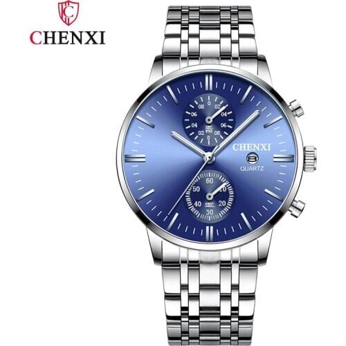 CHENXI Brand Men Business Watch Fashion Casual Quality Mens Wristwatch Luxury Design Calenadr Waterproof Stainless Steel Clock