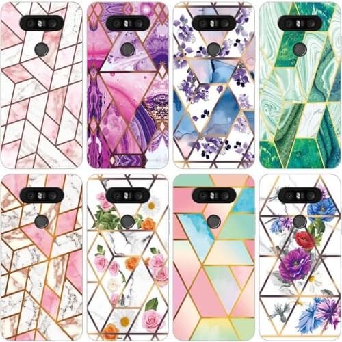 Soft Phone Case for LG V20 mini V34 / For LG Q8 (2017) H970 Funda Glossy Colorful Silicone Phone Back Cover Geometric Marble
