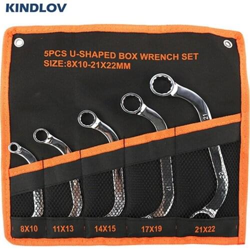 KINDLOV 5Pcs Torx Wrench Set Double-end U-Shaped Metric 8-22mm Multifunction Spanner Key Set Kits Household Repair Hand Tools