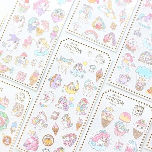 Domikee New candy kawaii cartoon Korean unicorn stickers school student decoravie DIY diary journal planner stickers stationery